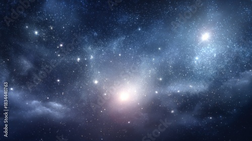 Dramatic Starry Night Sky with Nebula and Galaxy Light Display for Astronomical Backgrounds