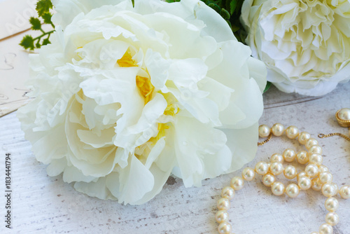 White peony flowers