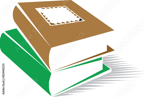 Vector illustration of a colorful stack of books for learning, reading, and study in a library, representing education and knowledge