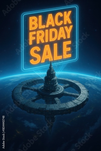 Fototapeta Naklejka Na Ścianę i Meble -  Orbital Space Station Black Friday