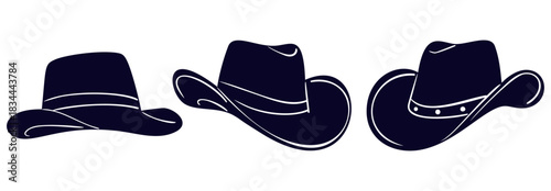 Cowboy Hat Silhouette Set. Western Style Hat Vector Collection