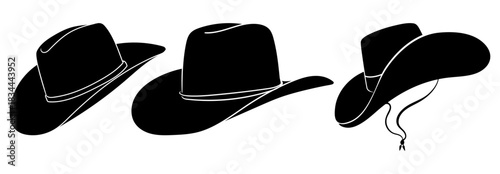 Cowboy Hat Silhouette Set. Western Style Hat Vector Collection