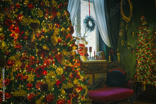 Christmas home decor, set-ups and decorations. Christmas spirit and home decor with a lot of details, in a warm and gentle light with a rich bokeh.