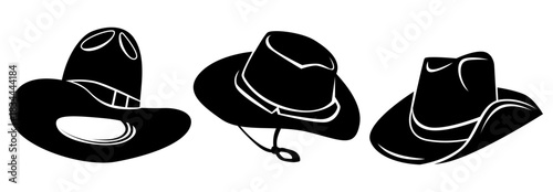 Cowboy Hat Silhouette Set. Western Style Hat Vector Collection