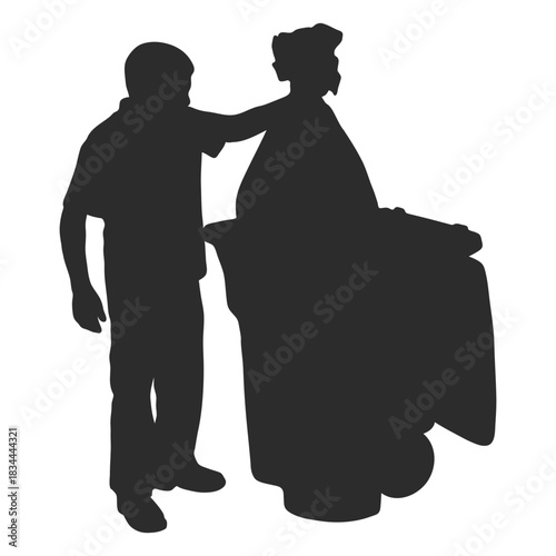 Man taking out garbage silhouette