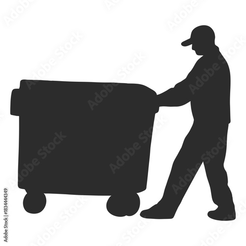 Man carrying container silhouette