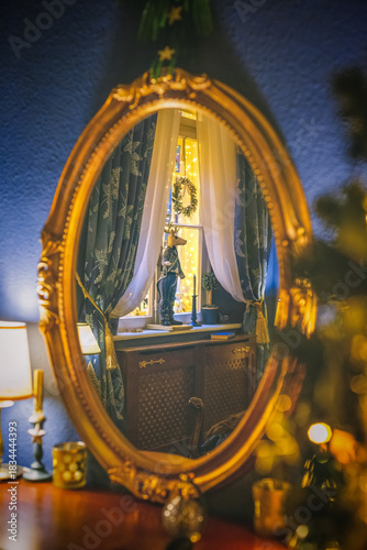 Christmas home decor, set-ups and decorations. Christmas spirit and home decor with a lot of details, in a warm and gentle light with a rich bokeh.