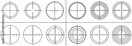 Diverse Collection of Black and White Crosshair Target Designs for Precision