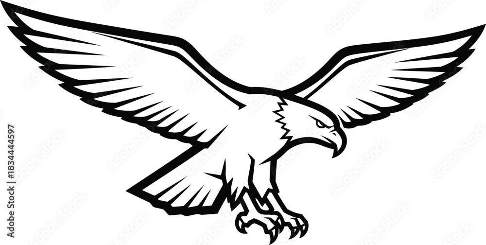 Fototapeta premium Dynamic eagle spreading wings with talons