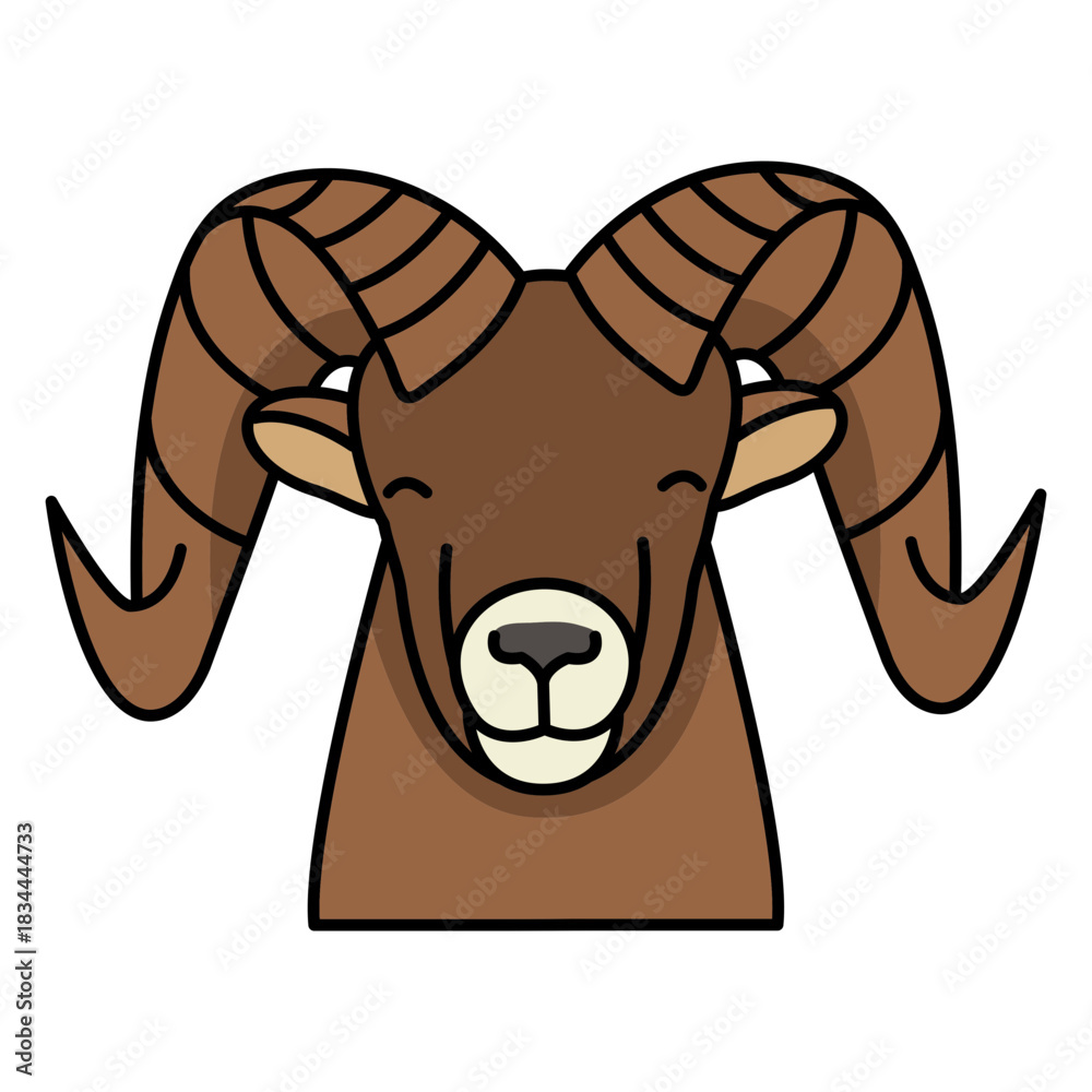 Fototapeta premium Smiling ram color stroke head