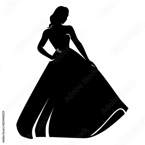 Lady in long dress silhouette