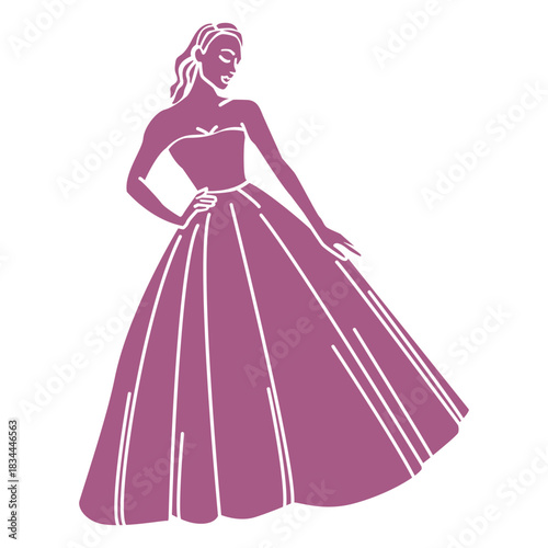 Standing girl in long dress cut out