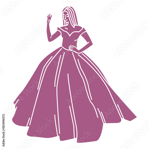Standing lady in long dress cut out
