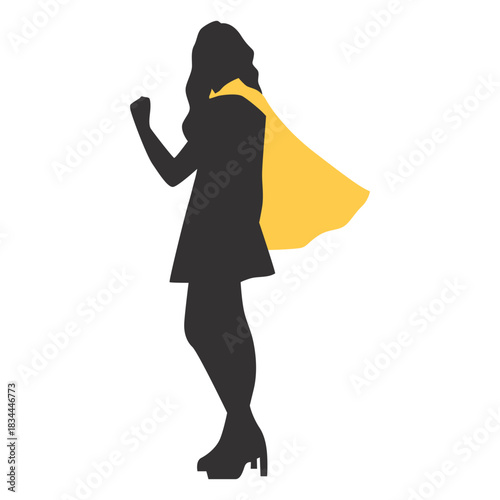 Fist up superhero girl silhouette