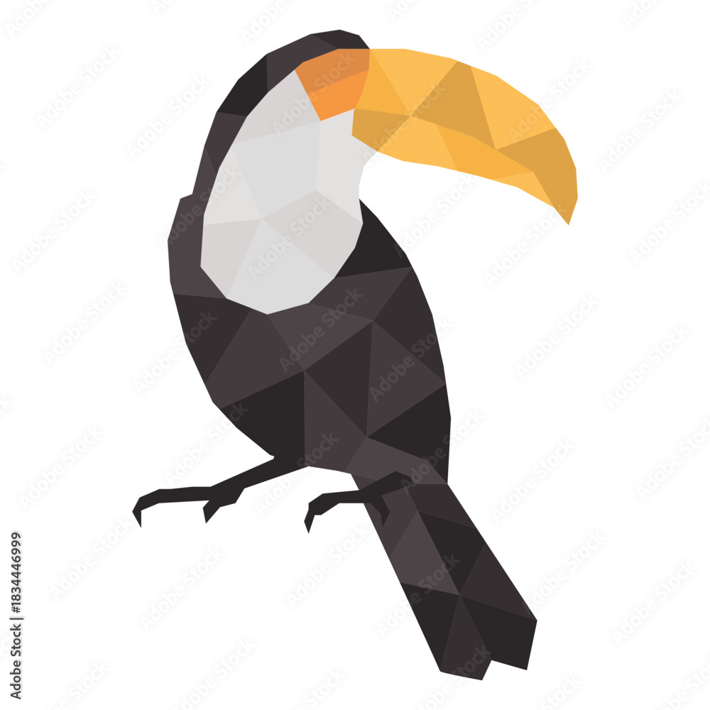 Obraz premium Standing simple polygonal toucan