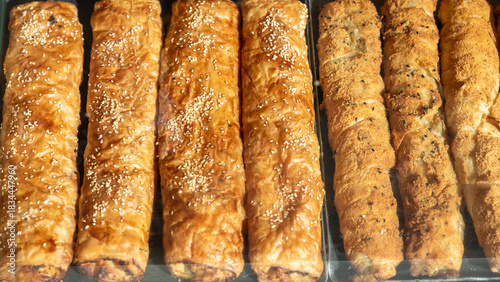 Traditional Turkish sweet rolls with sesame seeds.