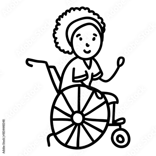 Waving woman in wheelchair doodle