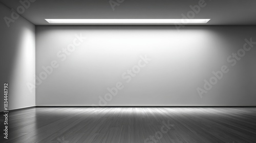 Wallpaper Mural Minimalist Empty Room Interior with White Walls and Dark Wood Floor for Showcasing Products Torontodigital.ca