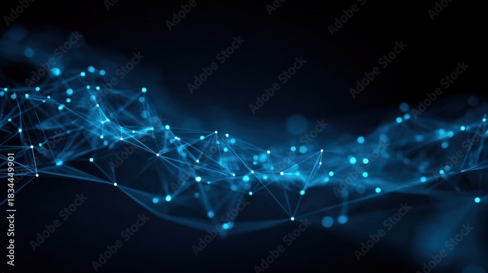 Fototapeta premium Abstract Technology Background with Glowing Nodes and Lines for Science, Communication, or Network Concepts