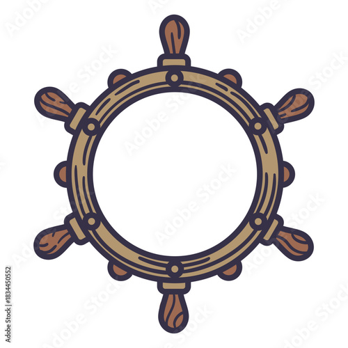 Ship steering wheel color stroke with empty center