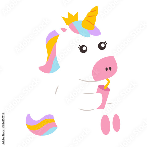 Cute unicorn drinking