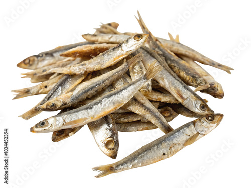 Pile of Dried Small Fish Keywords: dried fish, small fish, seafood, food, ingredient, dried isolated on a transparent background