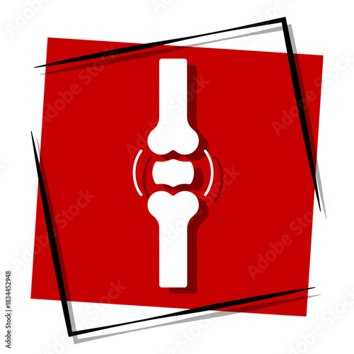 meniscal, red banner in a frame. Vector illustration on a white background.