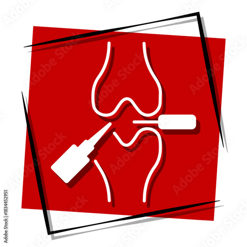 meniscal, red banner in a frame. Vector illustration on a white background.
