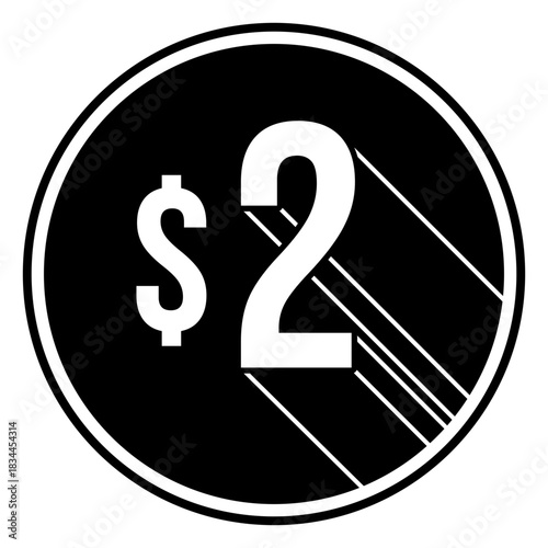 Circle price 2 dollars cut out