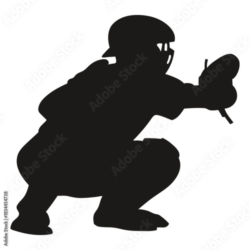Catcher sitting silhouette