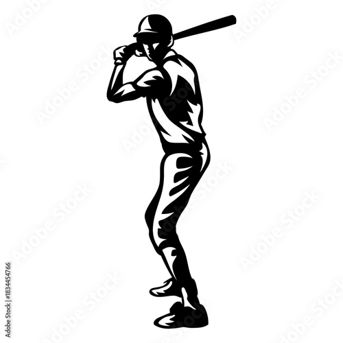 Baseball batter standing high contrast