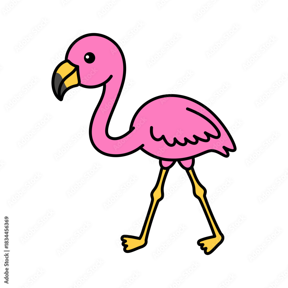 Fototapeta premium Cartoon Illustration of a Flamingo