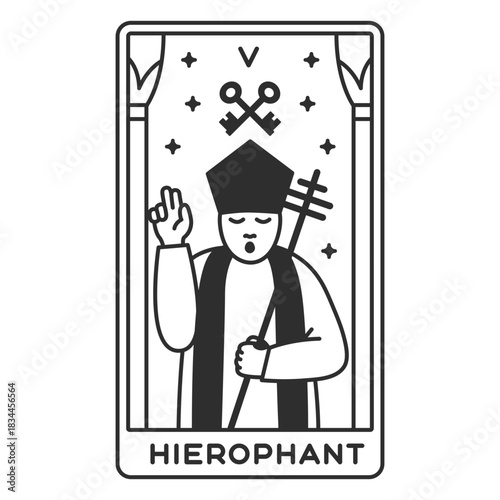 Tarot card hierophant filled stroke