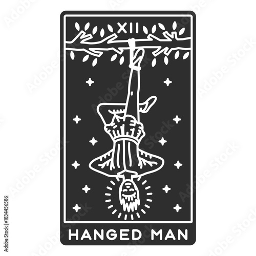 Tarot card hanged man cut out