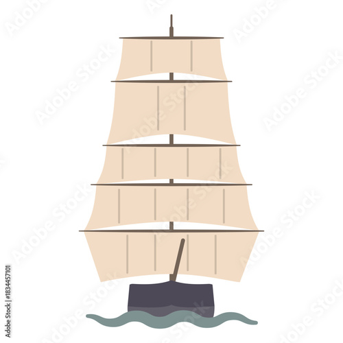 Sailing ship up front flat