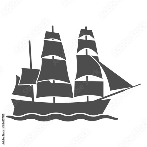 Side sail ship filled stroke