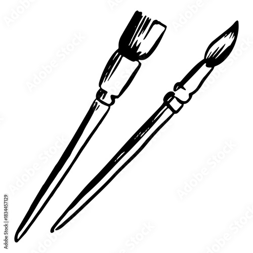 Painting brushes hand drawn