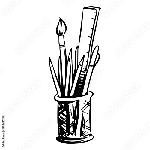 Penholder hand drawn