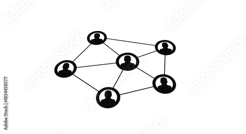 Abstract network of connected people icons representing social connections and community.