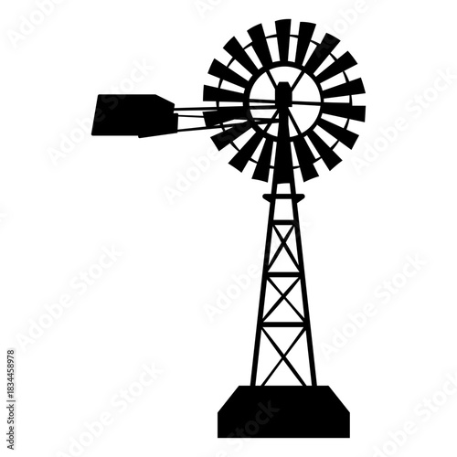 Farm windmill silhouette
