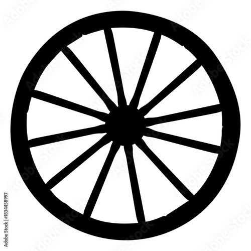Wood wagon wheel silhouette