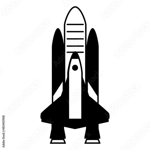 Space rocket black and white cut out