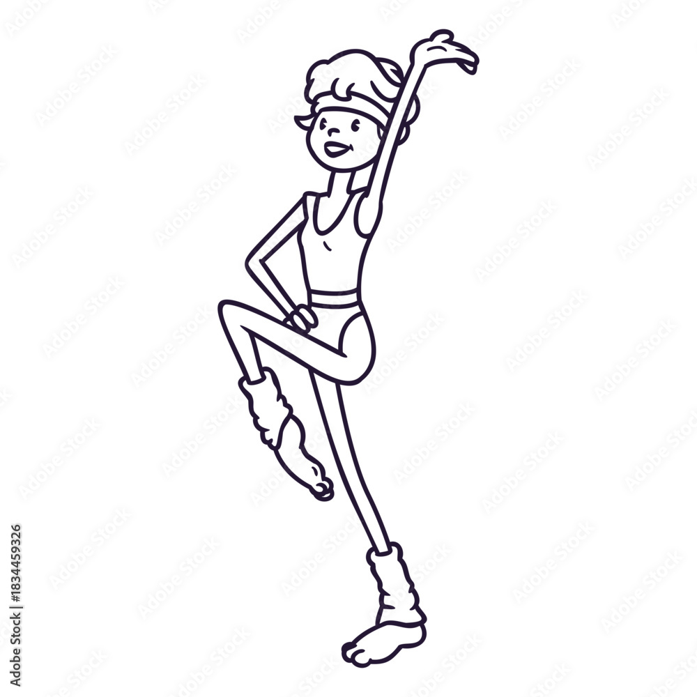 Fototapeta premium 80s woman exercise character