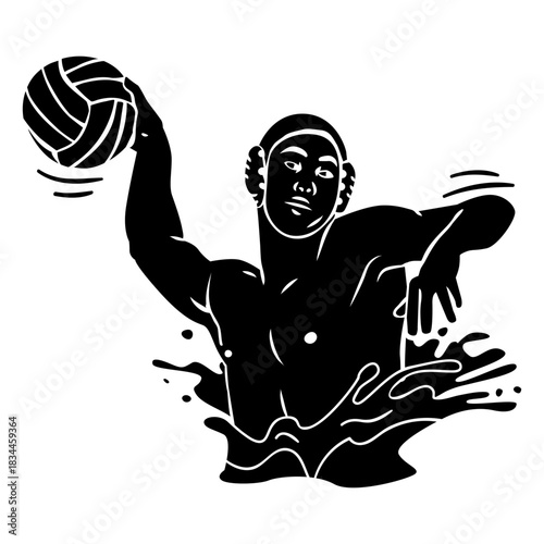 Right handed shooting waterpolo player cut out