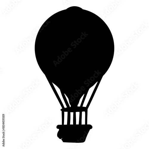 Black hot air balloon transport silhouette