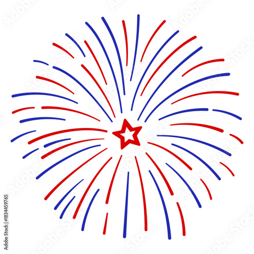 Circular red and blue firework stroke