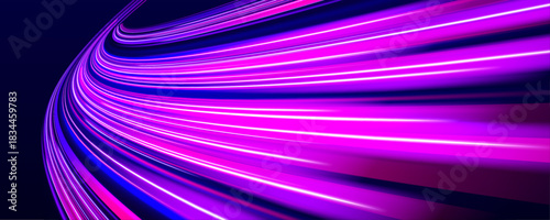 Glowing vector waves expand outward in synchronized patterns. Their fluid movement lights the scene with strong neon contrast. The rhythmic motion suggests advanced digital evolution.