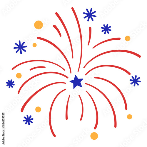 Colorful red firework stroke
