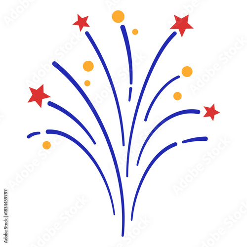 Simple fireworks stroke red stars