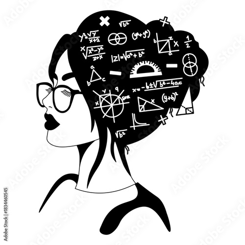 Mathematician woman filled stroke